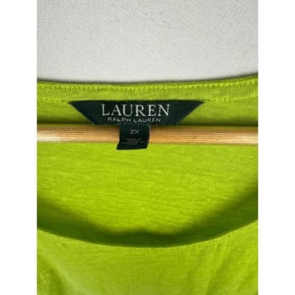 Ralph Lauren Womens 2X Green Ombré Linen T-Shirt - Picture 2 of 4
